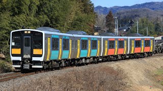 水郡線 水戸行き上り840D普通列車 キハE130×4両 野上原→玉川村にて