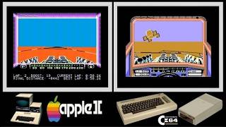 Apple II vs C64 : STUNT CAR RACER (Side by side comparison)