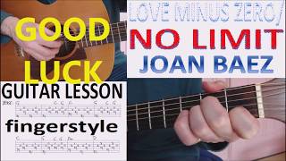 LOVE MINUS ZERO/NO LIMIT   JOAN BAEZ fingerstyle GUITAR LESSON