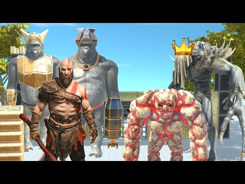 KRATOS (GOD OF WAR) + PRIMATES INVADE KING SCOURGE CASTLE! - ANIMAL REVOLT BATTLE SIMULATOR