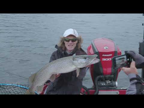 Muskie fishing on the Winnipeg River at Barber's Resort