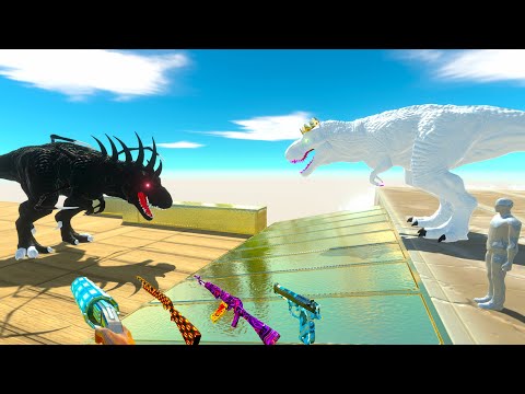 FPS AVATAR + GOD T-REX vs EVIL T-REX DEATH FALL - Animal Revolt Battle Simulator