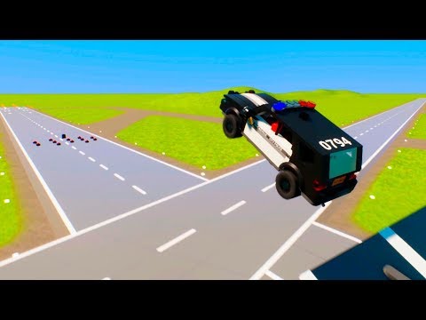 High Speed Lego Car Jumps on Mines Crashes | Brick Rigs