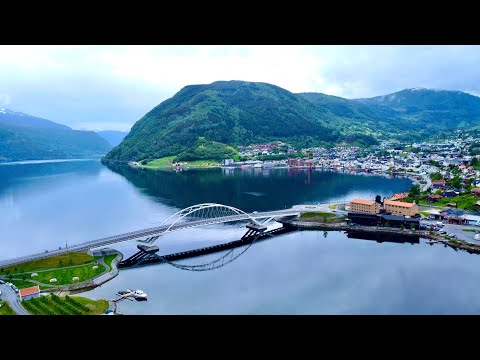 🇳🇴 Sogndal, Norway, Sognefjord Ferry - Scenic, Relaxing Drone Footage Full HD
