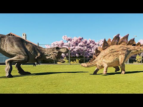 Rexy (T-Rex) Vs Stegosaurus - Jurassic World Evolution 3!