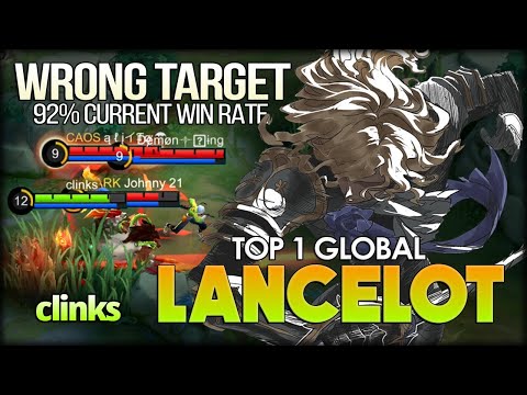 Unstoppable Skill Combo! 92% Current Win Rate! clinks Top 1 Global Lancelot - Mobile Legends