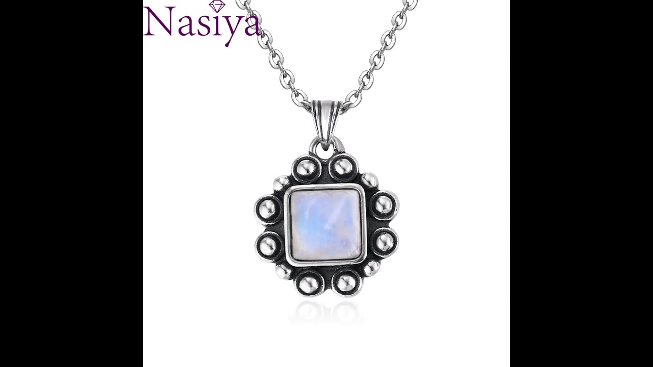Natural Moonstone 925 Sterling Silver Jewelry Pendants Necklaces for Women Men Vintage Style Fashion