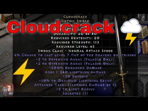 D2R Unique Items - Cloudcrack (Gothic Sword)