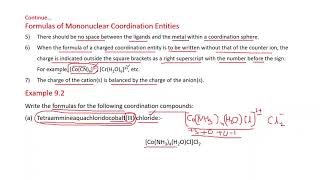 Chemistry 12 Chapter 9 Coordination Compounds # Writing of Formulas of Coordination Entities