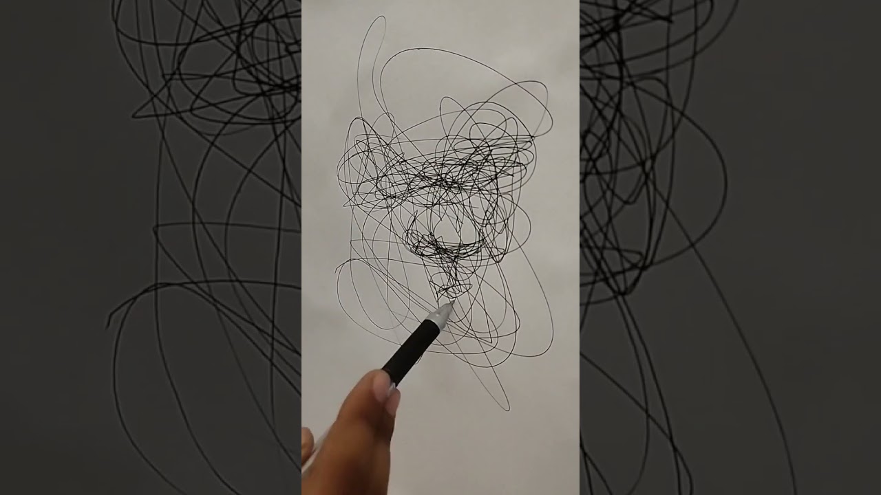 Drawing portrait by scribbling | Scribble art | Daily sketches