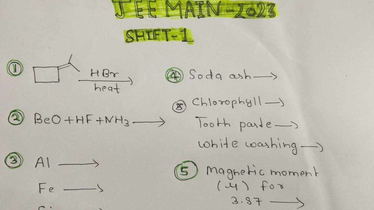 2023 JEE solutions chemistry