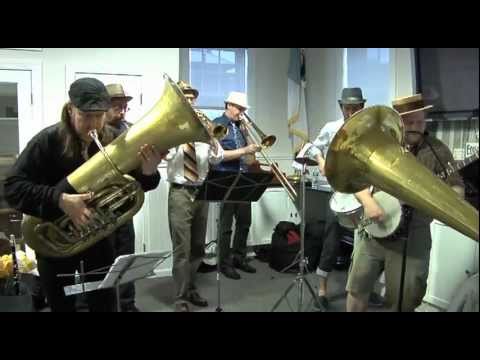 The Red Hook Ramblers recording a wax cylinder at The Edison National Historic site.