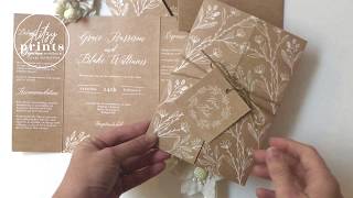 "Grace" Rustic Kraft Tri-fold Wedding Invitation