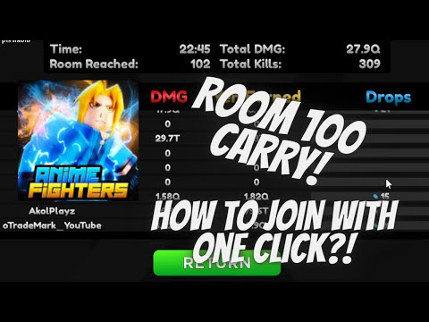 ROOM 100 CARRY! HOW TO JOIN FREE WITH ONE REACT!? | Anime Fighters Simulator | Roblox