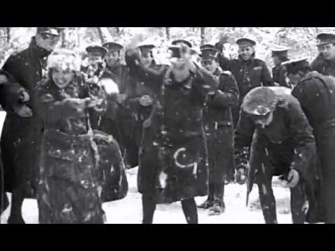 Soldiers having a snow ball fight in 1916