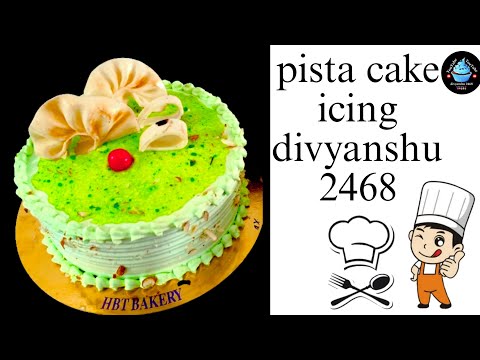 pista cake 🎂  icing pista cake kaise divyanshu 2468 eggless cake 🎂