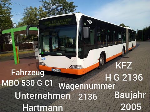 Sound  Mitfahrt  MB o530 G C1 EX Hamburger Hochbahn AG SEV in  Hannover Stadtbahn Line 1