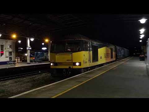 Class 60 on late-running nighttime freight train