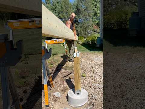 How to install a deck beam solo. #remodel #construction #contractor #diy #carpenter #tools #build