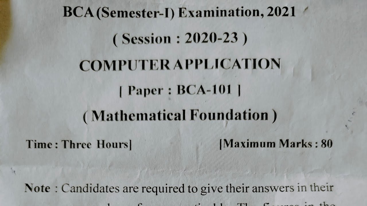 BCA 1st Semester || Math question paper with solution ||