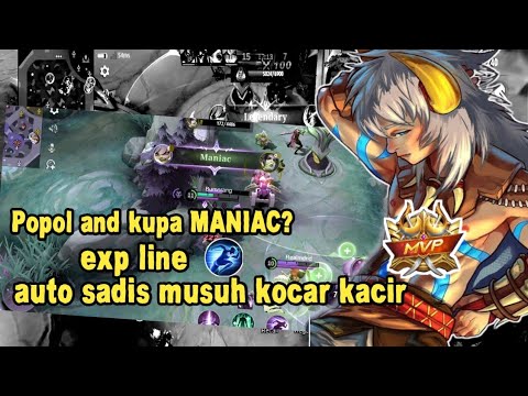 MANIAC EXP LINE! TOP GLOBAL POPOL AND KUPA ONE SHOT BUILD - MLBB