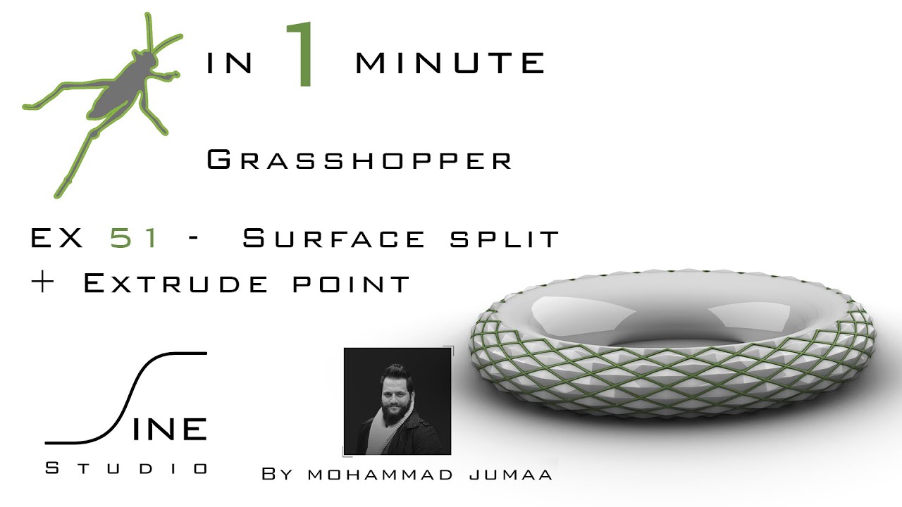 Grasshopper in 1 minute - EX 51 - Surface split + Extrude point