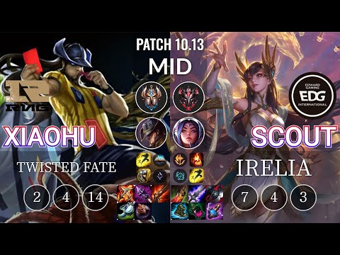 RNG Xiaohu Twisted Fate vs EDG Scout Irelia Mid - KR Patch 10.13