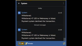 Webmoney is failed. Payment system declined the transaction. 100% SOLU