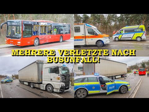 [MEHRERE VERLETZTE NACH BUSUNFALL] 40-TONNER kracht in LINIENBUS | GLASSPLITTER treffen FAHRGÄSTE
