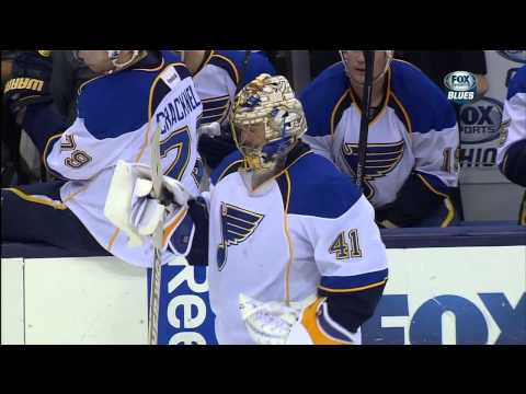 Jaroslav Halak robs Jack Johnson St. Louis Blues vs Columbus Blue Jackets 12/14/13 NHL Hockey.