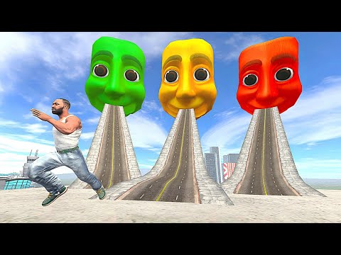 Franklin Found Longest Road To Colorful Tung Tung Sahur Head in Indian Bike Driving 3D