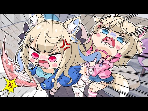 Fuwawa Abyssgard crushes the keyboard and Mococo's heart.[Animated Hololive/Eng sub]