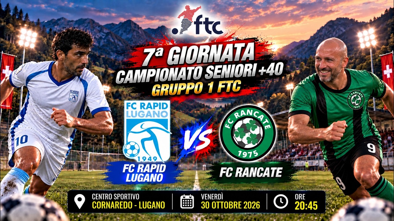 🔴 LIVE | FC Rapid Lugano vs FC Rancate | 7ª Giornata – Sen. +40 | FTC #swissfootball