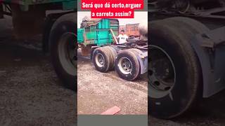 técnica pra erguer a carreta na hora de engatar. #caminhão #caminhoneiro