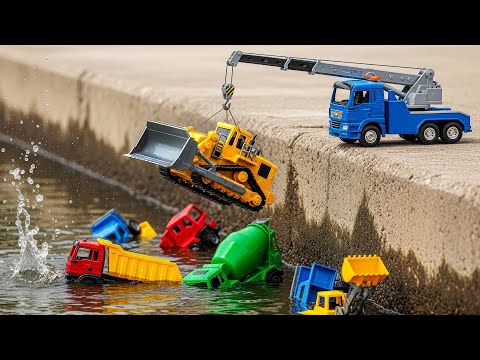 Splashy Toy Trucks! Dump Truck, Mixer, Bulldozer & Tow Truck Adventure🚚💦
