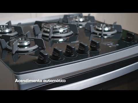 Video thumbnail of Fogão 5 Bocas com Painel Touch e Timer Digital Dako Supreme Timer Glass New Bivolt