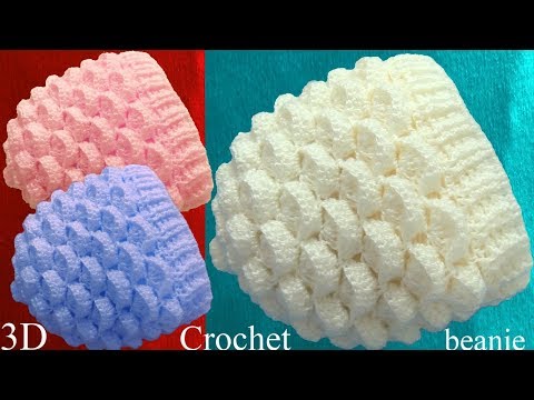 Gorro a Crochet punto marshmallow malvaviscos 3D tejido tallermanualperu