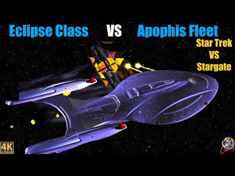 USS Enterprise G Eclipse VS Apophis Flagship Fleet! - Star Trek Ship Battles Stargate SG1