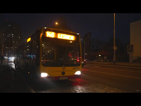 Polônia, Wrocław, passeio noturno de ônibus 148 de Chociebuska a Małopolska (Ośrodek Dla Niewidomych)