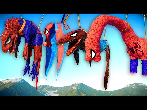 Jurassic World Evolution 2 - Spider Man I-Rex Vs Spider Man Mosasaurus Vs Spinosaurus Dino Fight