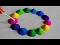 #1455 Diwali rangoli design peacock rangoli | muggulu | satisfying video | Sand art