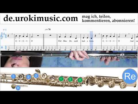 Flöte Lernen Old MacDonald - Had a Farm Tabulatur Teil#2 um-b995