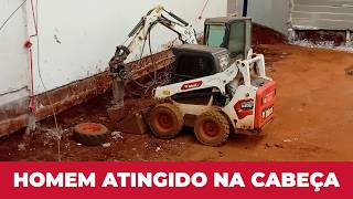 TRABALHADOR DE 80 ANOS É ATINGIDO NA CABEÇA RETROESCAVADEIRA