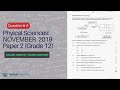 ORGANIC REACTIONS November 2019 PHYSICAL SCIENCES Paper 2 Question 4 Grade 12