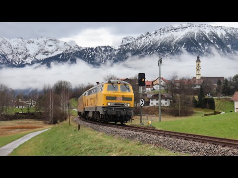 218 477 mit Messzug sperrt Außerfernbahn während der Messfahrt!!!