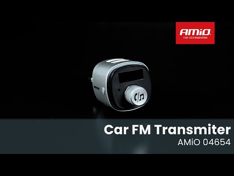 FM vysílač do auta 2×USB-A microSD 12V 24V AMIO-04654
