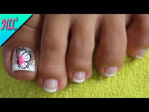DECORACIÓN DE UÑAS PARA PIES MARIPOSA Y FRANCÉS♥ – BUTTERFLY NAIL ART♥ – FRENCH NAIL ART – NLC