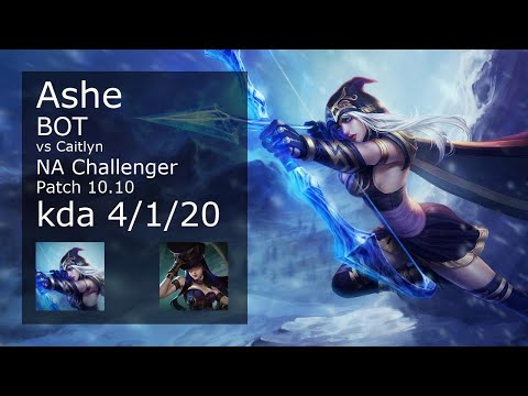 Ashe ADC vs Caitlyn - NA Challenger 4/1/20 Patch 10.10 Gameplay
