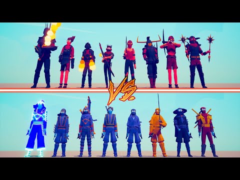 NINJA TEAM vs FIRE TEAM - Totally Accurate Battle Simulator | TABS