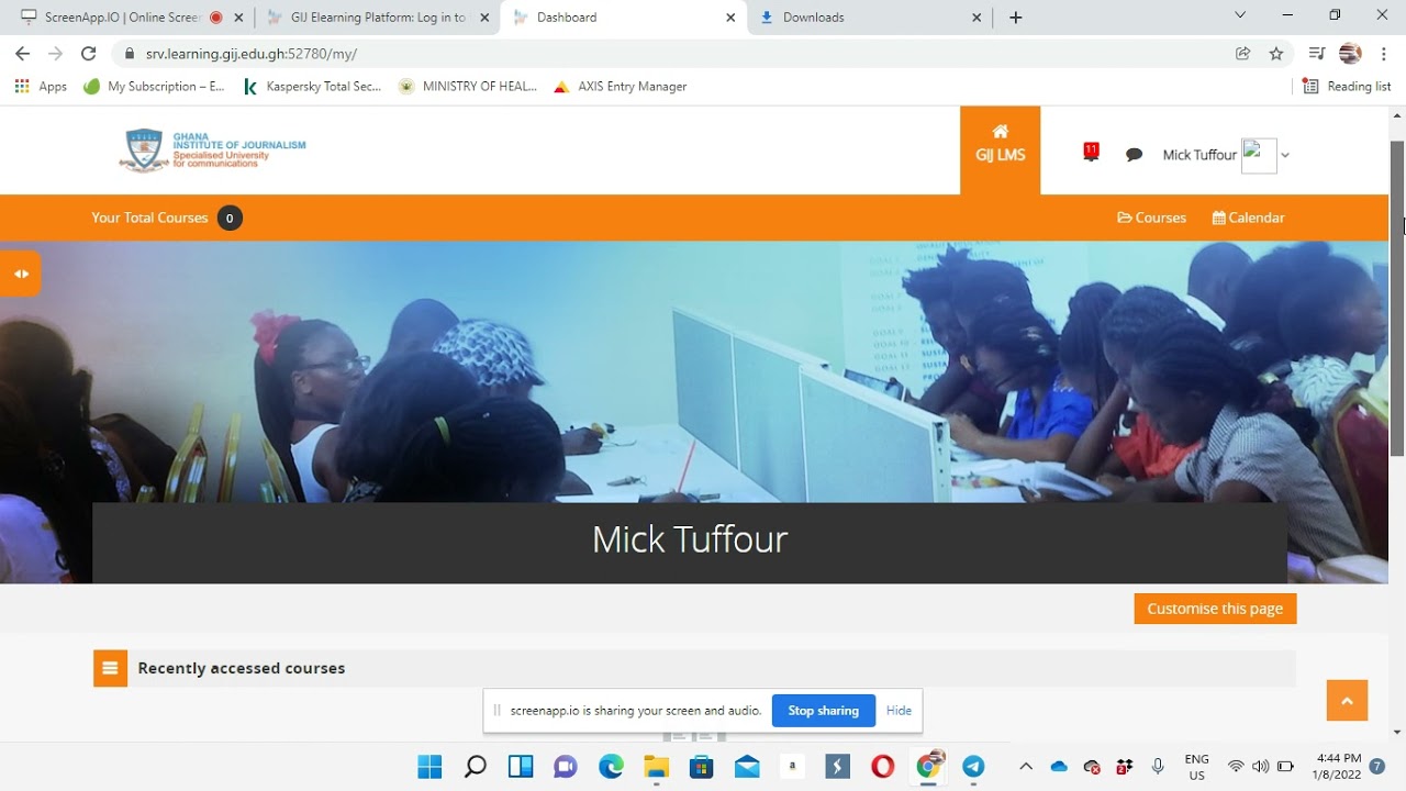 GIJ LMS INTRO TO THE HOME PAGE